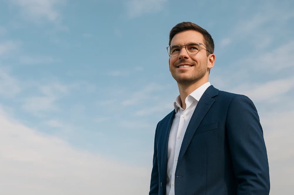 A woman looking up at the sky
